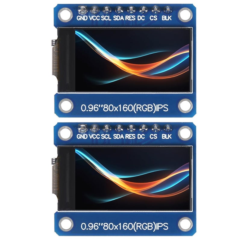 XIITIA 2pcs 0.96" HD IPS TFT LCD Display Module 80x160 RGB LCD Screen 3.3V ST7735 Drive SPI Interface 8pin Full Color for Arduino DIY - Image 1